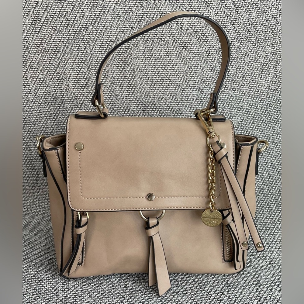 Aldo Tan Satchel With Structured Design And Tasse… - image 1